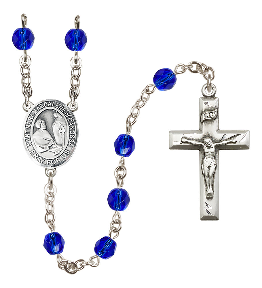 St. Mary Magdalene of Canossa Rosary - 6mm Sapphire Fire Polished beads - 8429