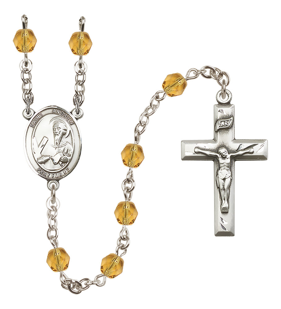 St. Andrew the Apostle Rosary - 6mm Topaz Fire Polished beads - 8000