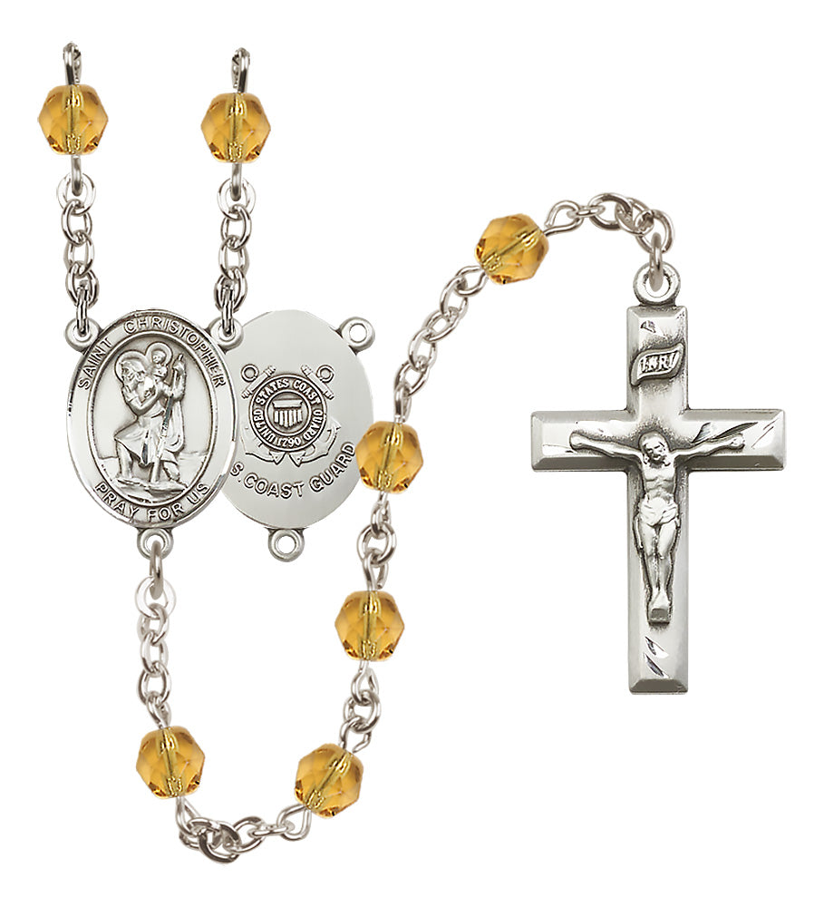 Marines Rosary - 6mm Topaz Fire Polished beads - 8022S3