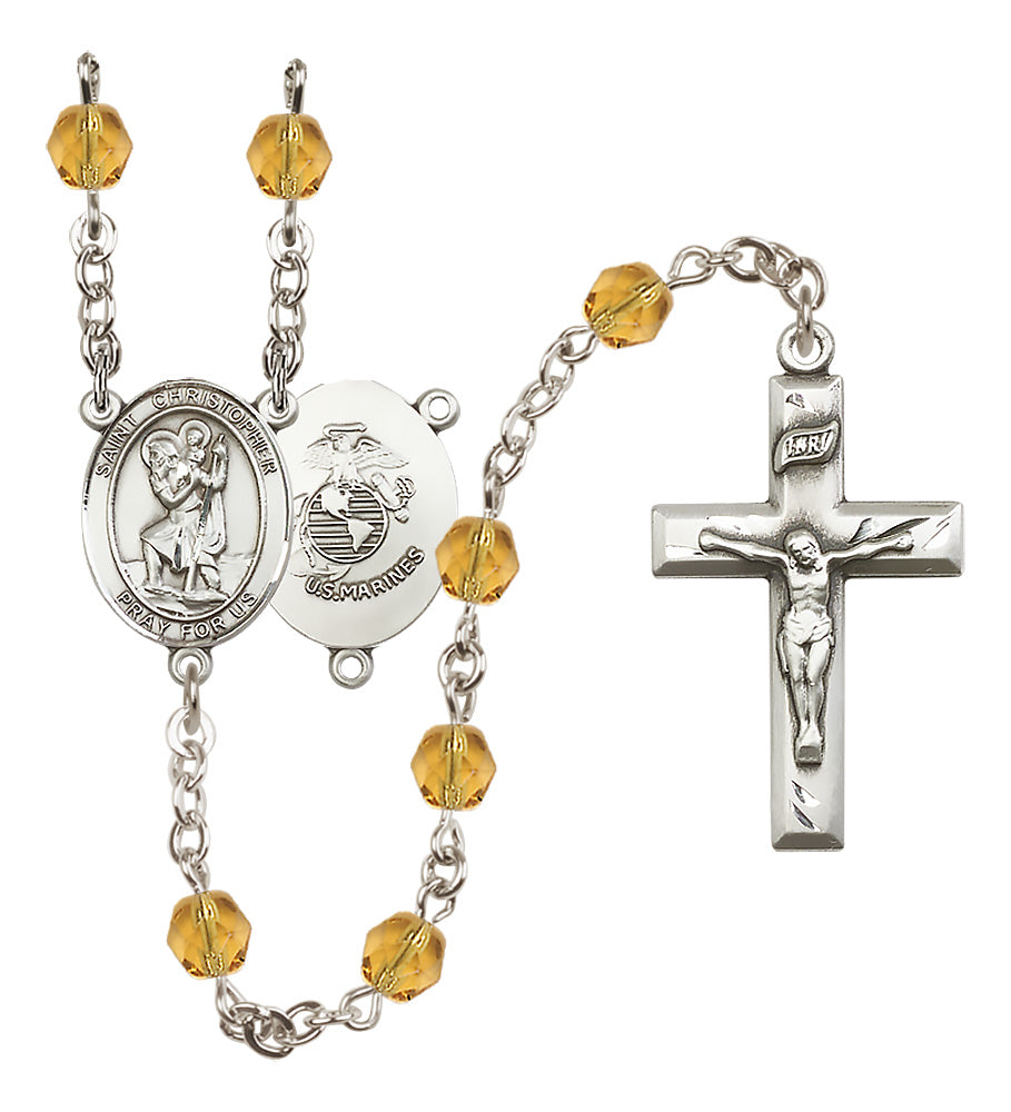 Marines Rosary - 6mm Topaz Fire Polished beads - 8022S4