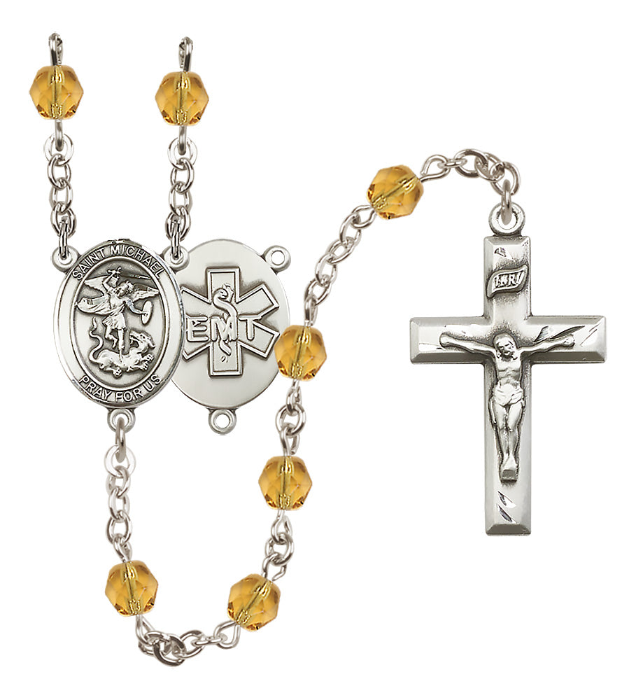 E.M.T.'s Rosary - 6mm Topaz Fire Polished beads - 8076S10
