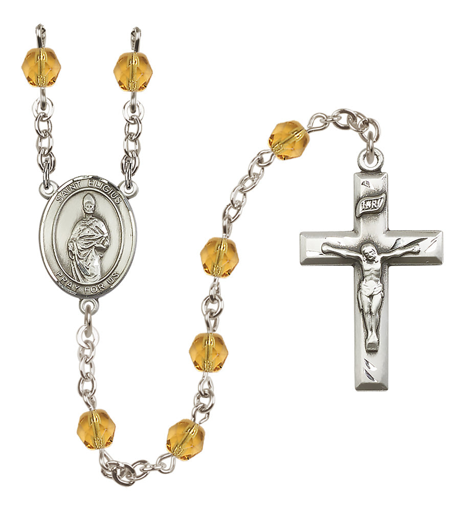St. Eligius Rosary - 6mm Topaz Fire Polished beads - 8402