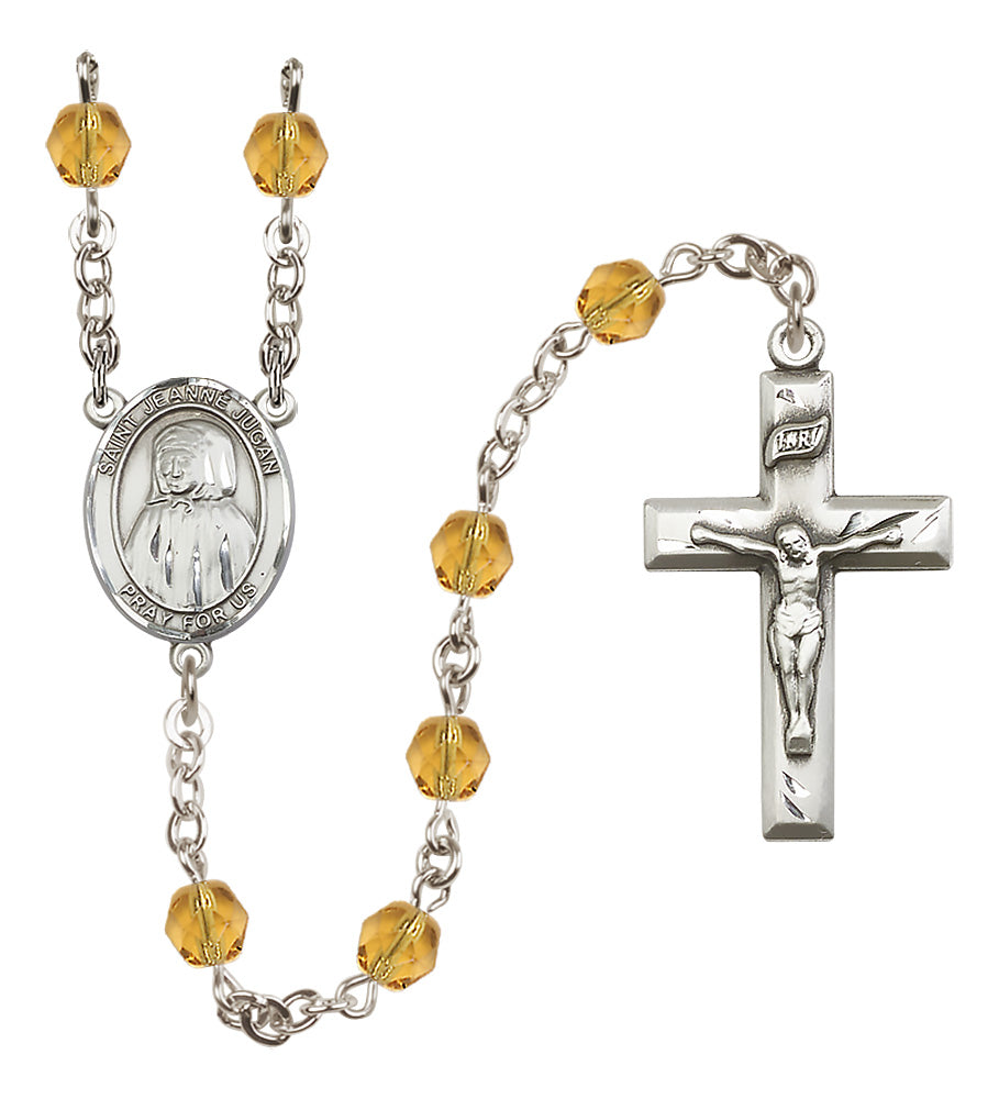 St. Jeanne Jugan Rosary - 6mm Topaz Fire Polished beads - 8409
