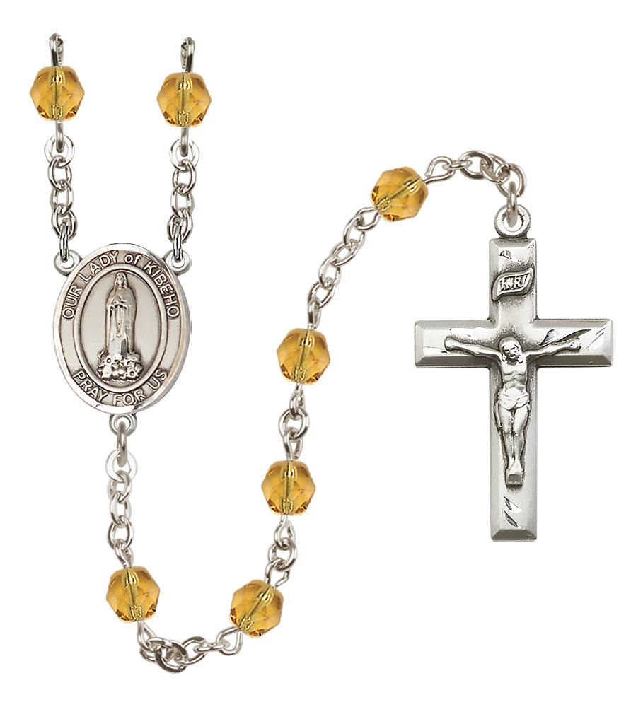 O/L of Kibeho Rosary - 6mm Topaz Fire Polished beads - 8414