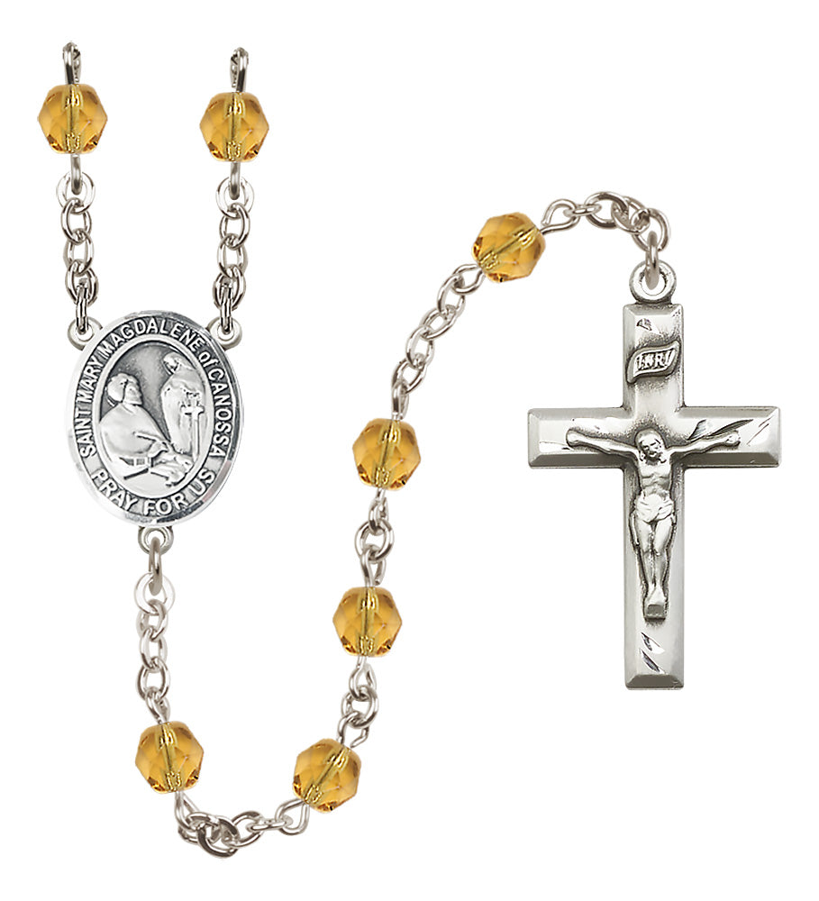 St. Mary Magdalene of Canossa Rosary - 6mm Topaz Fire Polished beads - 8429