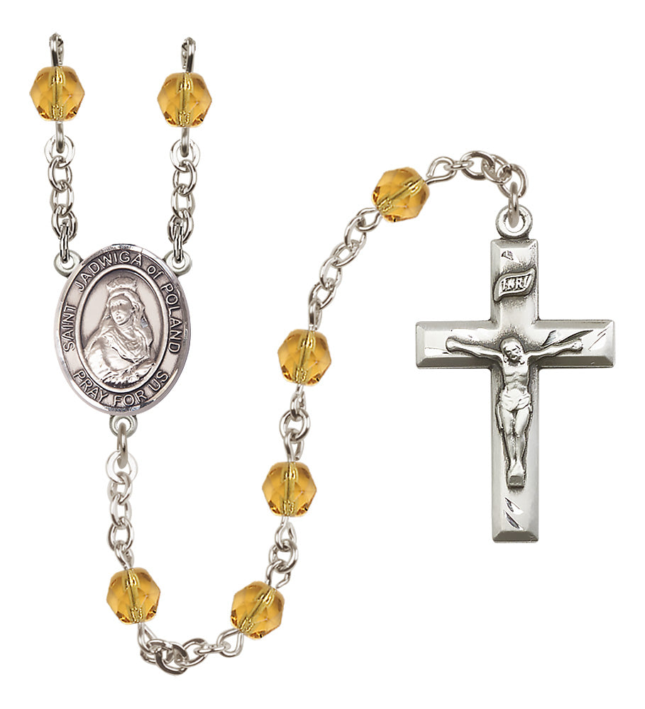 St. Jadwiga of Poland Rosary - 6mm Topaz Fire Polished beads - 8434