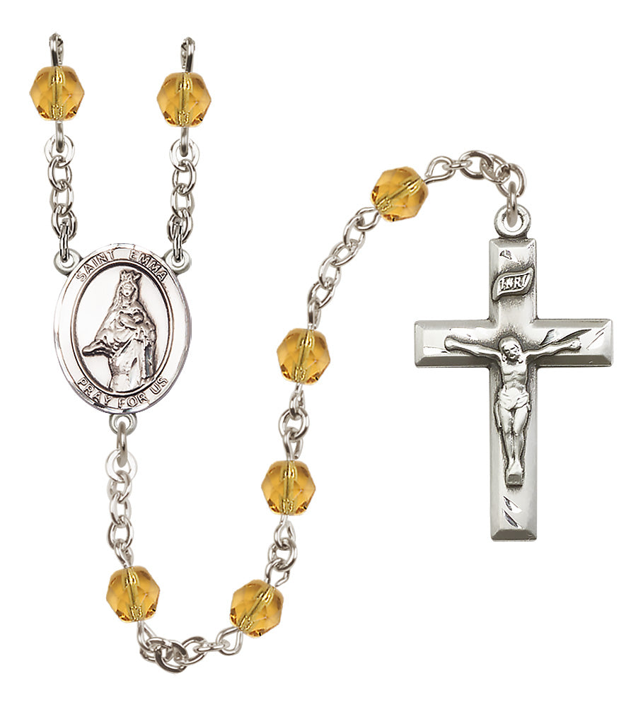 St. Emma Uffing Rosary - 6mm Topaz Fire Polished beads - 8450