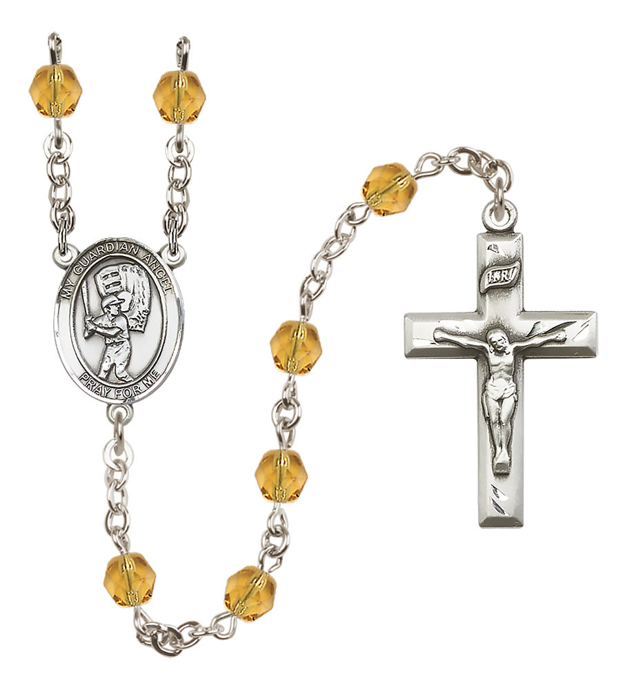 Baseball Rosary - 6mm Topaz Fire Polished beads - 8700