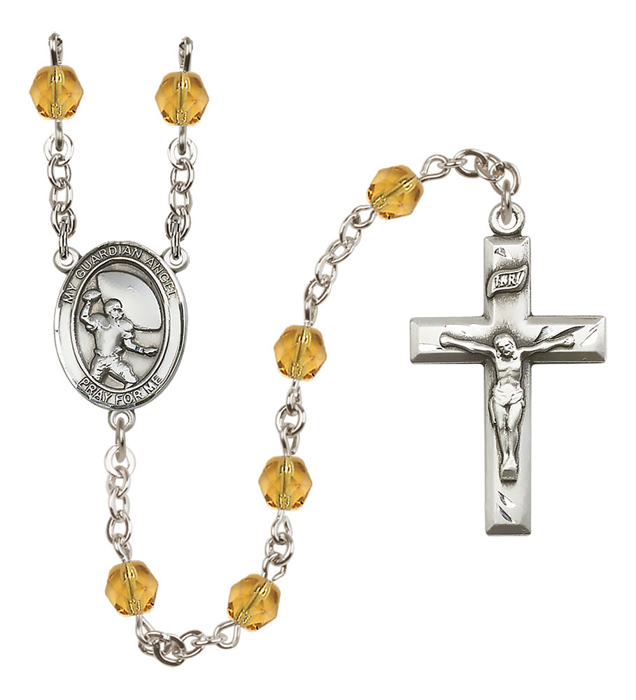 Football Rosary - 6mm Topaz Fire Polished beads - 8701