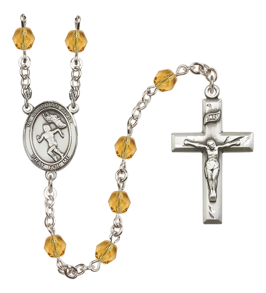 Track & Field Rosary - 6mm Topaz Fire Polished beads - 8710