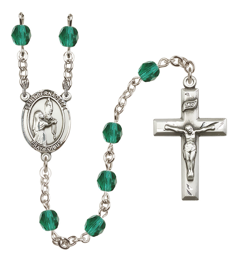 St. Bernadette Rosary - 6mm Zircon Fire Polished beads - 8017