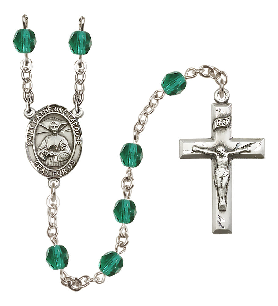 St. Catherine Laboure Rosary - 6mm Zircon Fire Polished beads - 8021