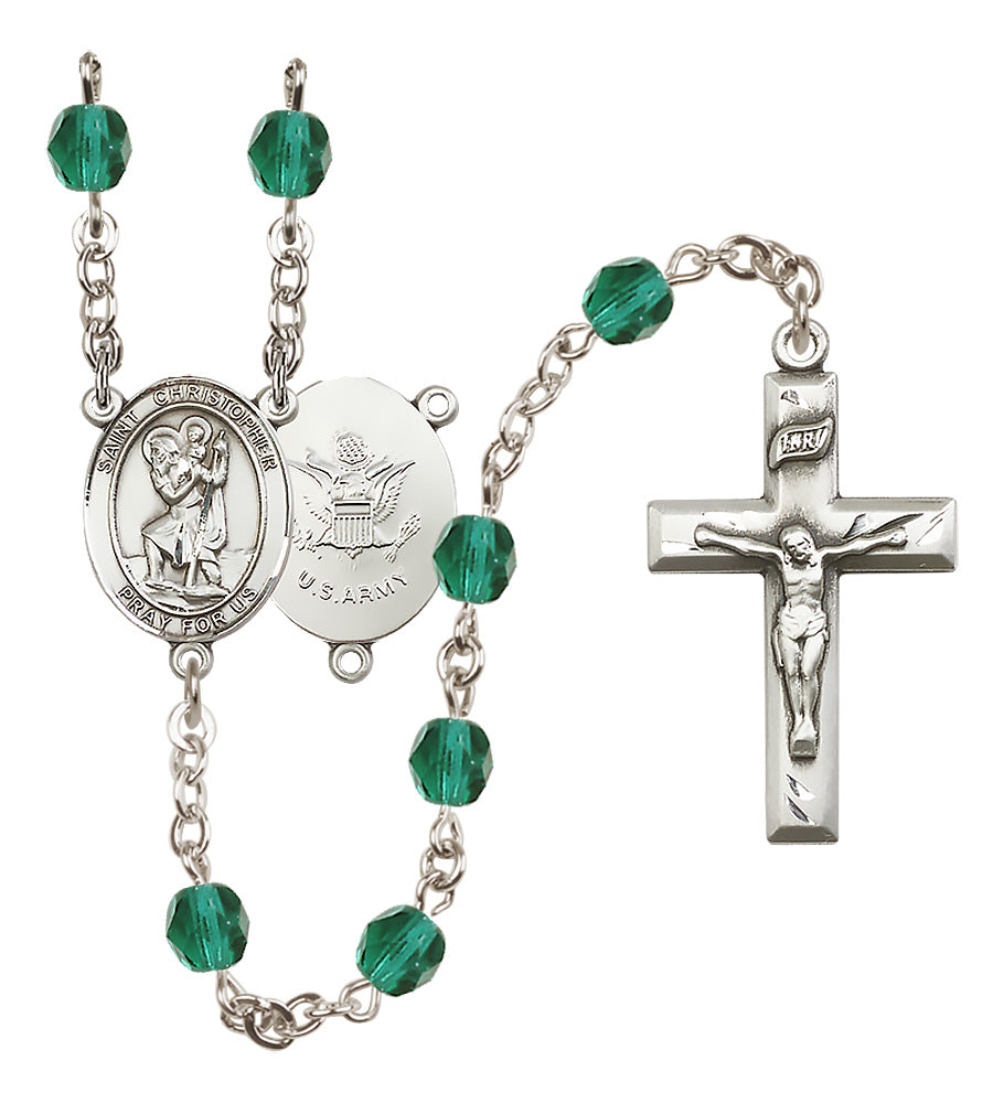 Army Rosary - 6mm Zircon Fire Polished beads - 8022S2