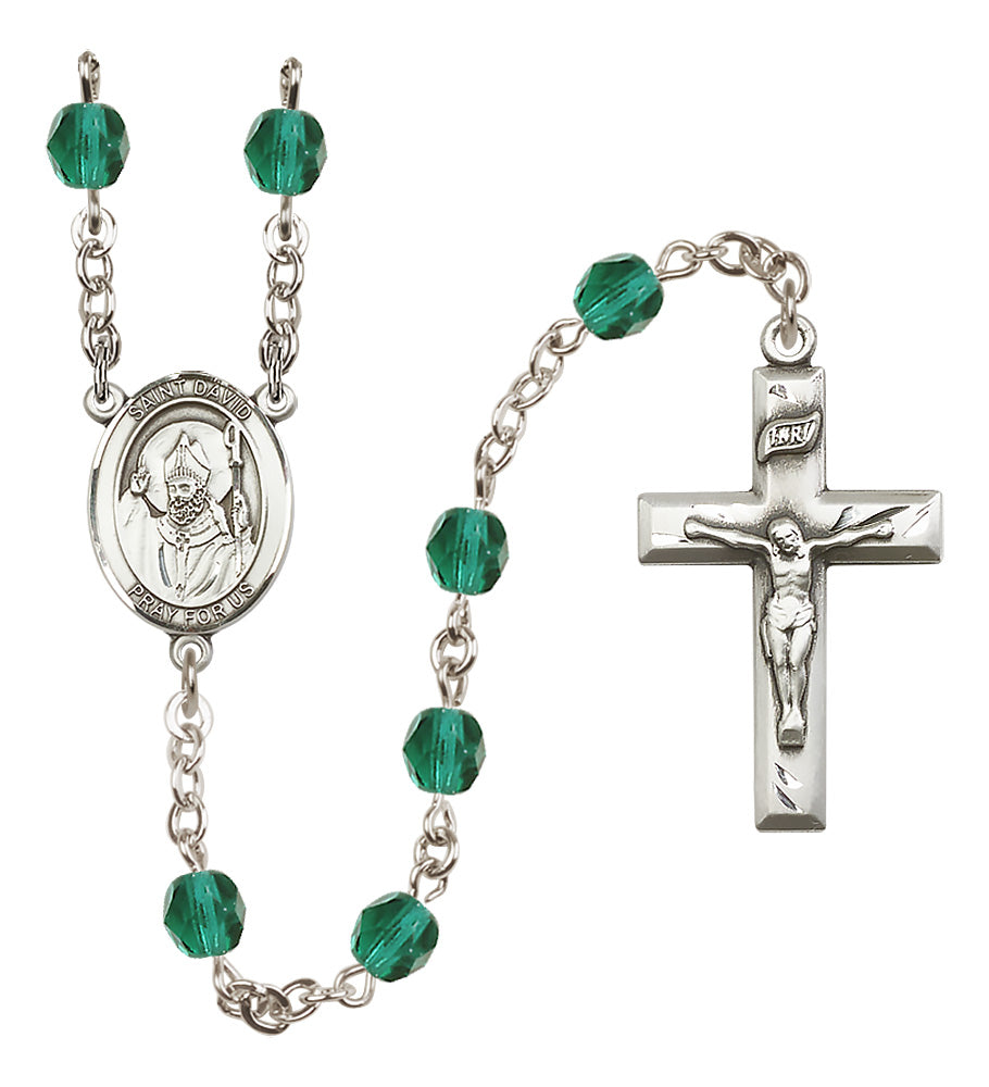 St. David of Wales Rosary - 6mm Zircon Fire Polished beads - 8027