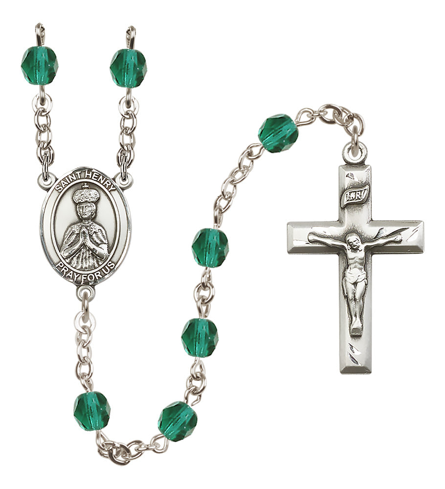 St. Henry II Rosary - 6mm Zircon Fire Polished beads - 8046