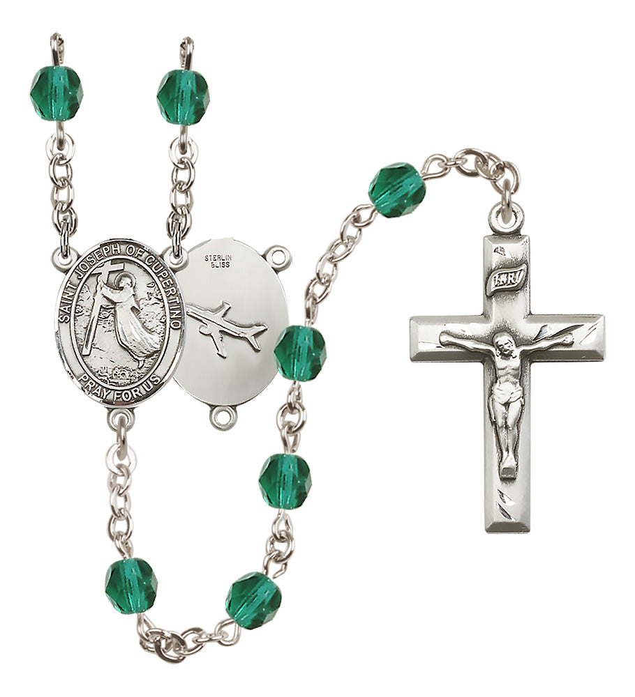 St. Joseph of Cupertino Rosary - 6mm Zircon Fire Polished beads - 8057