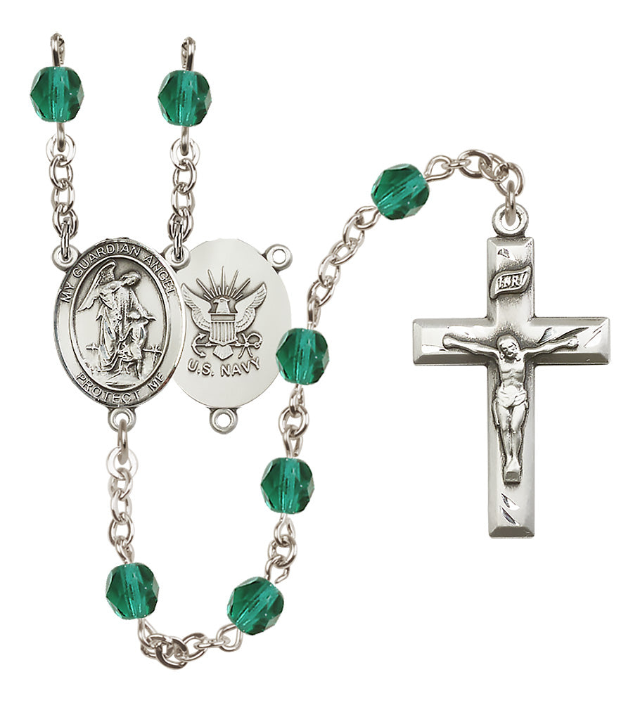 Navy Rosary - 6mm Zircon Fire Polished beads - 8118S6