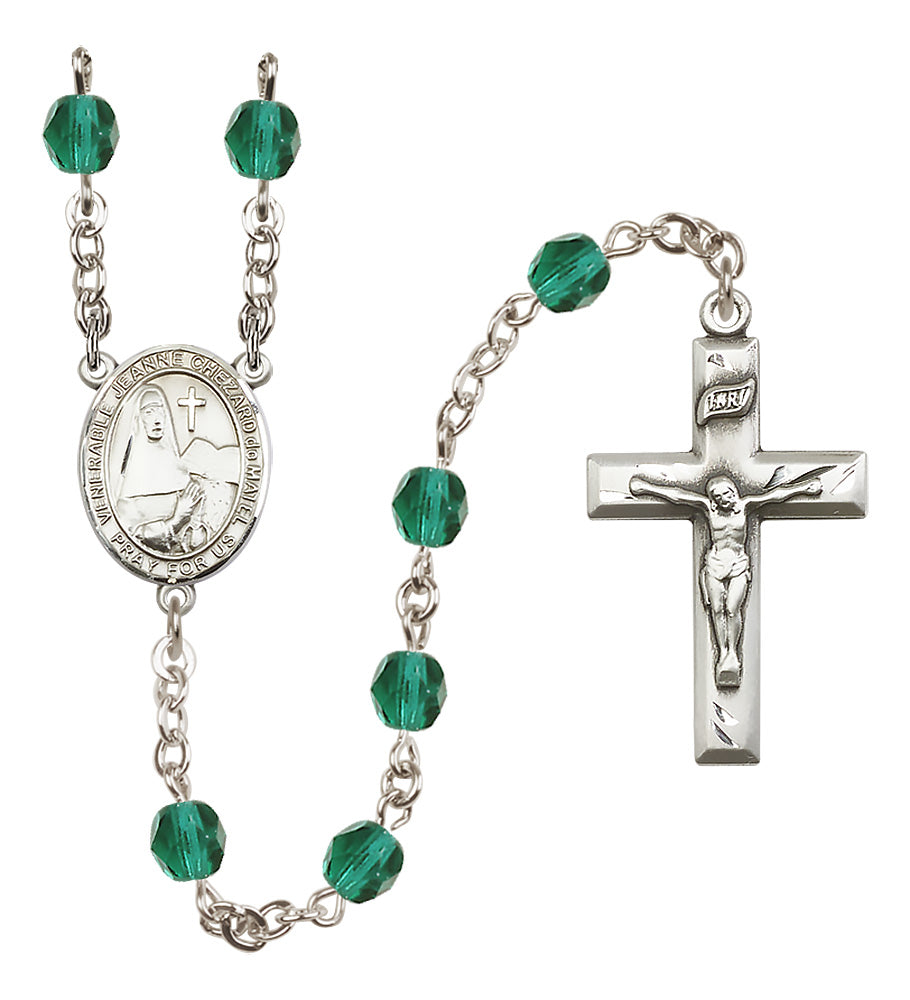 St. Jeanne Chezard de Matel Rosary - 6mm Zircon Fire Polished beads - 8401
