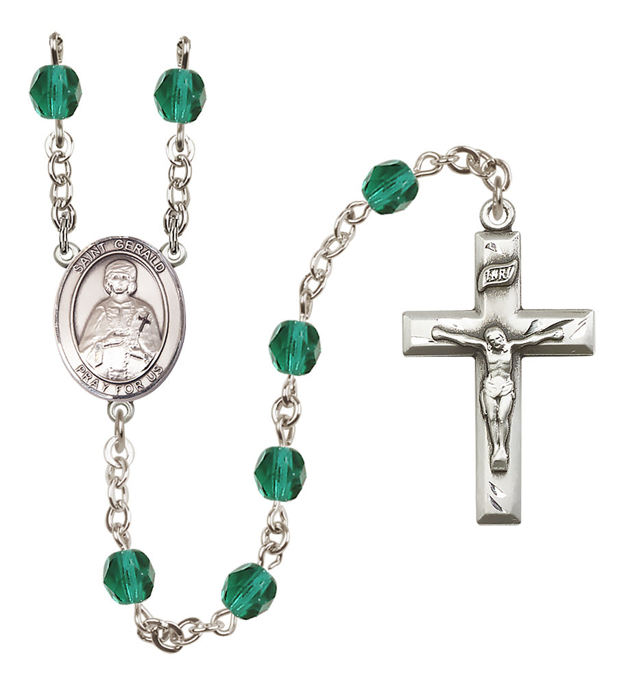 St. Gerald Rosary - 6mm Zircon Fire Polished beads - 8404