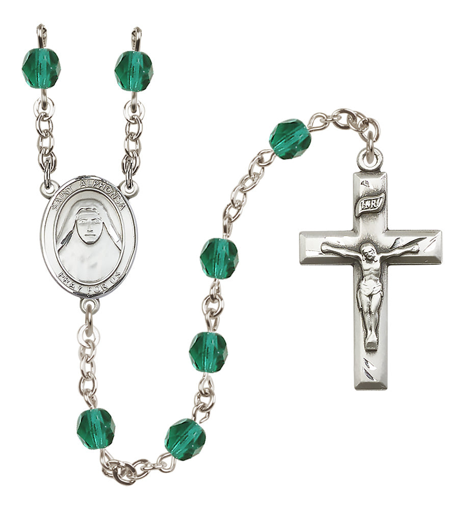 St. Alphonsa of India Rosary - 6mm Zircon Fire Polished beads - 8406