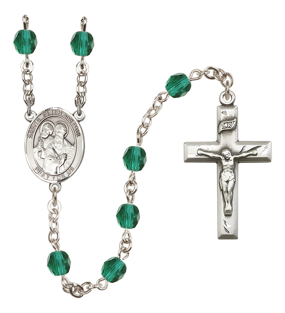 Sts. Peter & Paul Rosary - 6mm Zircon Fire Polished beads - 8410