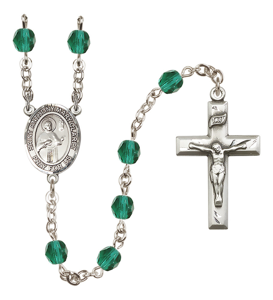 St. Anthony Mary Claret Rosary - 6mm Zircon Fire Polished beads - 8416