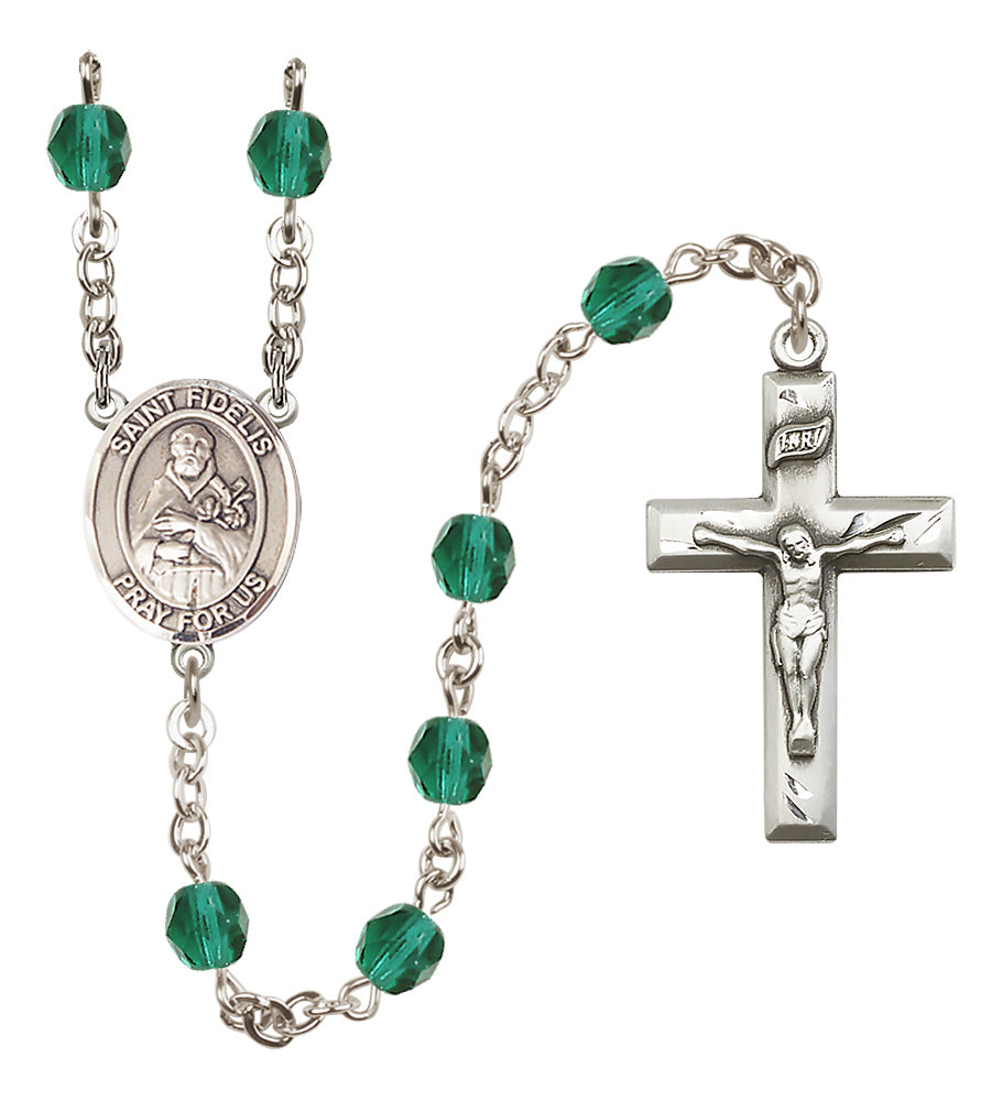 St. Fidelis Rosary - 6mm Zircon Fire Polished beads - 8426