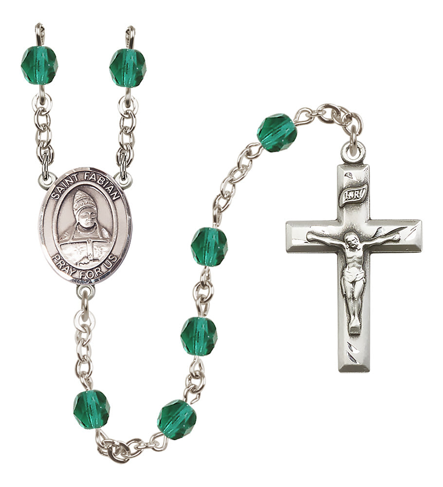 St. Fabian Rosary - 6mm Zircon Fire Polished beads - 8427