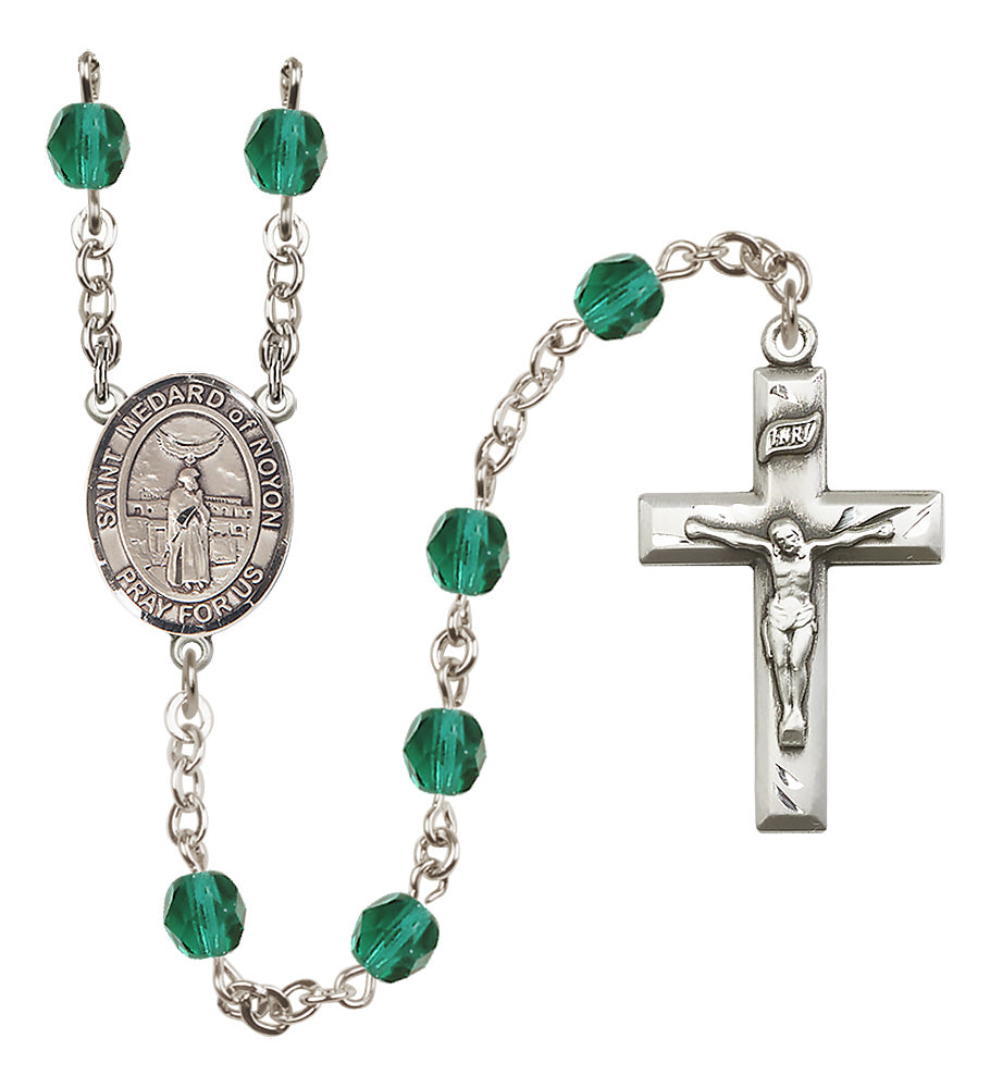 St. Medard of Noyon Rosary - 6mm Zircon Fire Polished beads - 8444