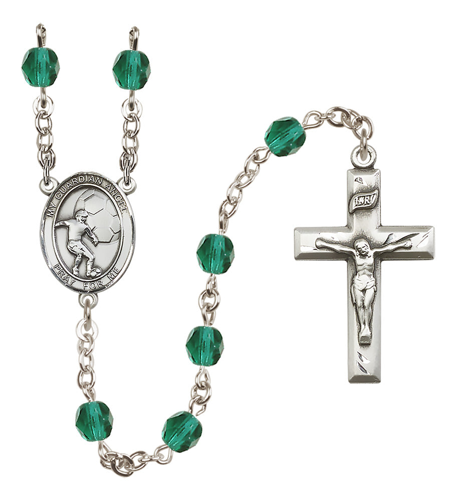 Soccer Rosary - 6mm Zircon Fire Polished beads - 8703