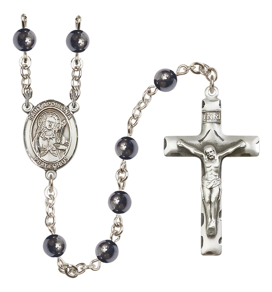 St. Apollonia Rosary - 6mm Hematite beads - 8005