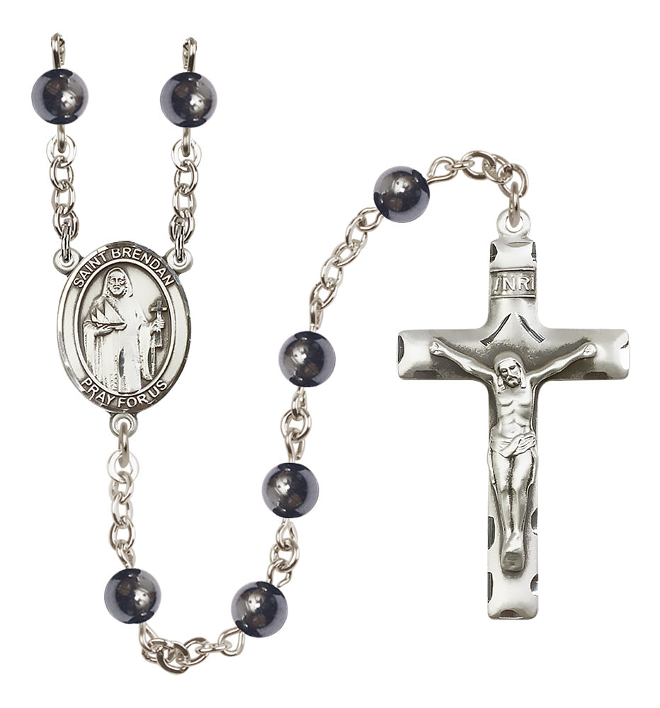 St. Brendan the Navigator Rosary - 6mm Hematite beads - 8018