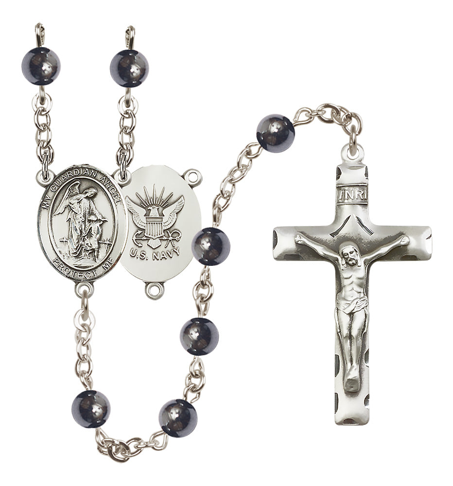 Navy Rosary - 6mm Hematite beads - 8118S6