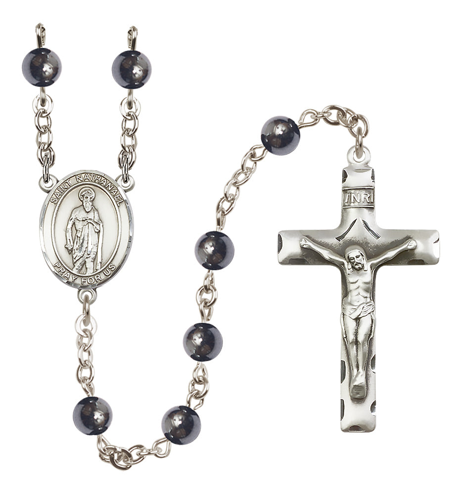 St. Nathanael Rosary - 6mm Hematite beads - 8398