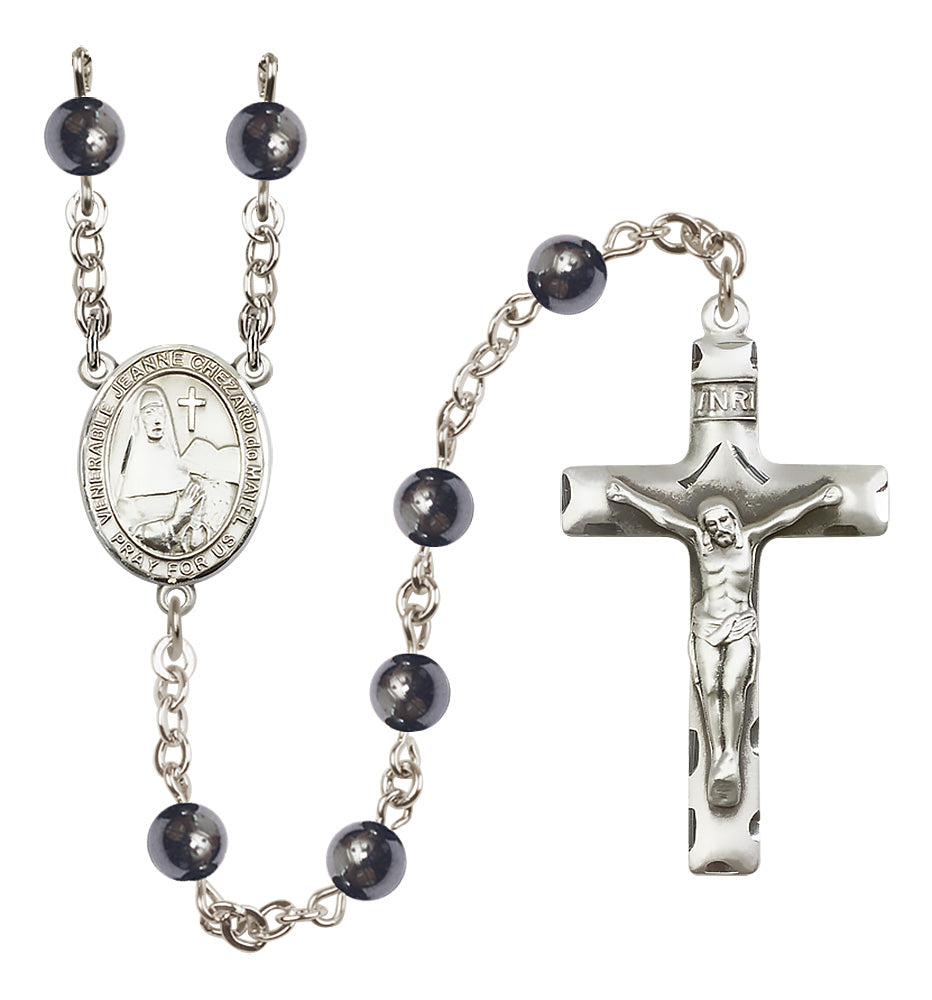 St. Jeanne Chezard de Matel Rosary - 6mm Hematite beads - 8401