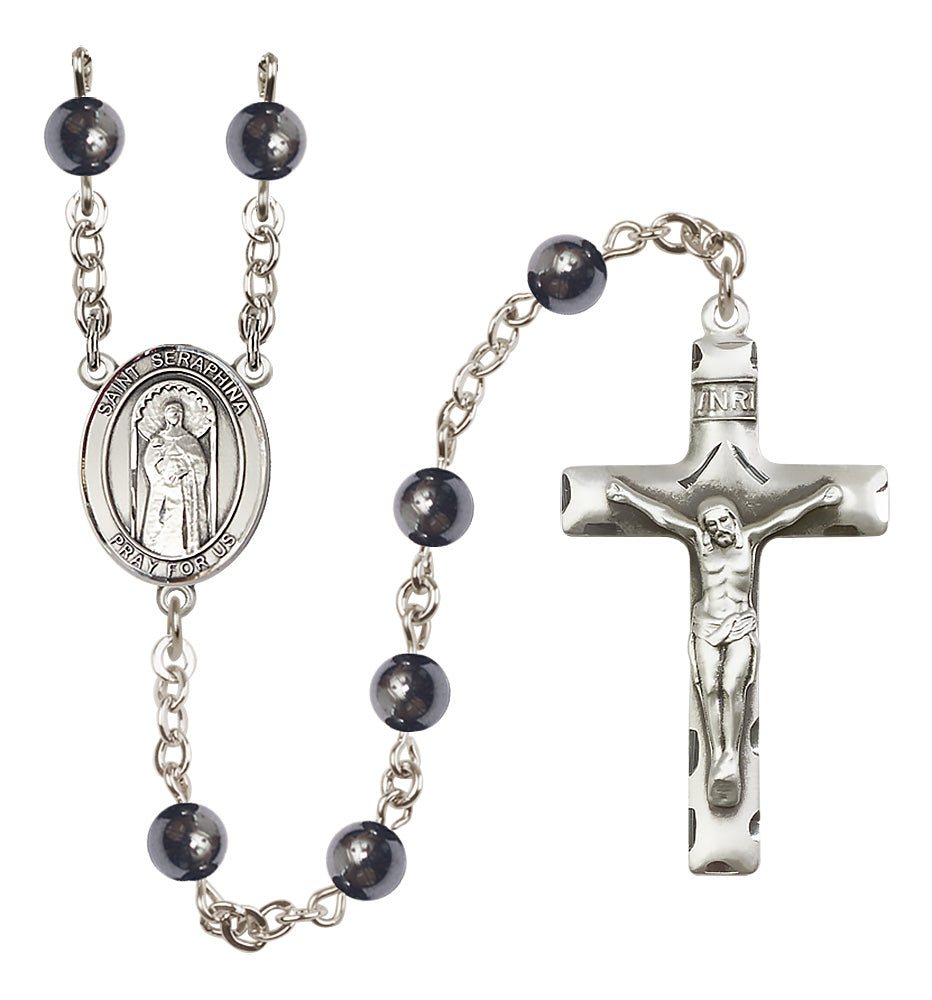 St. Seraphina Rosary - 6mm Hematite beads - 8405