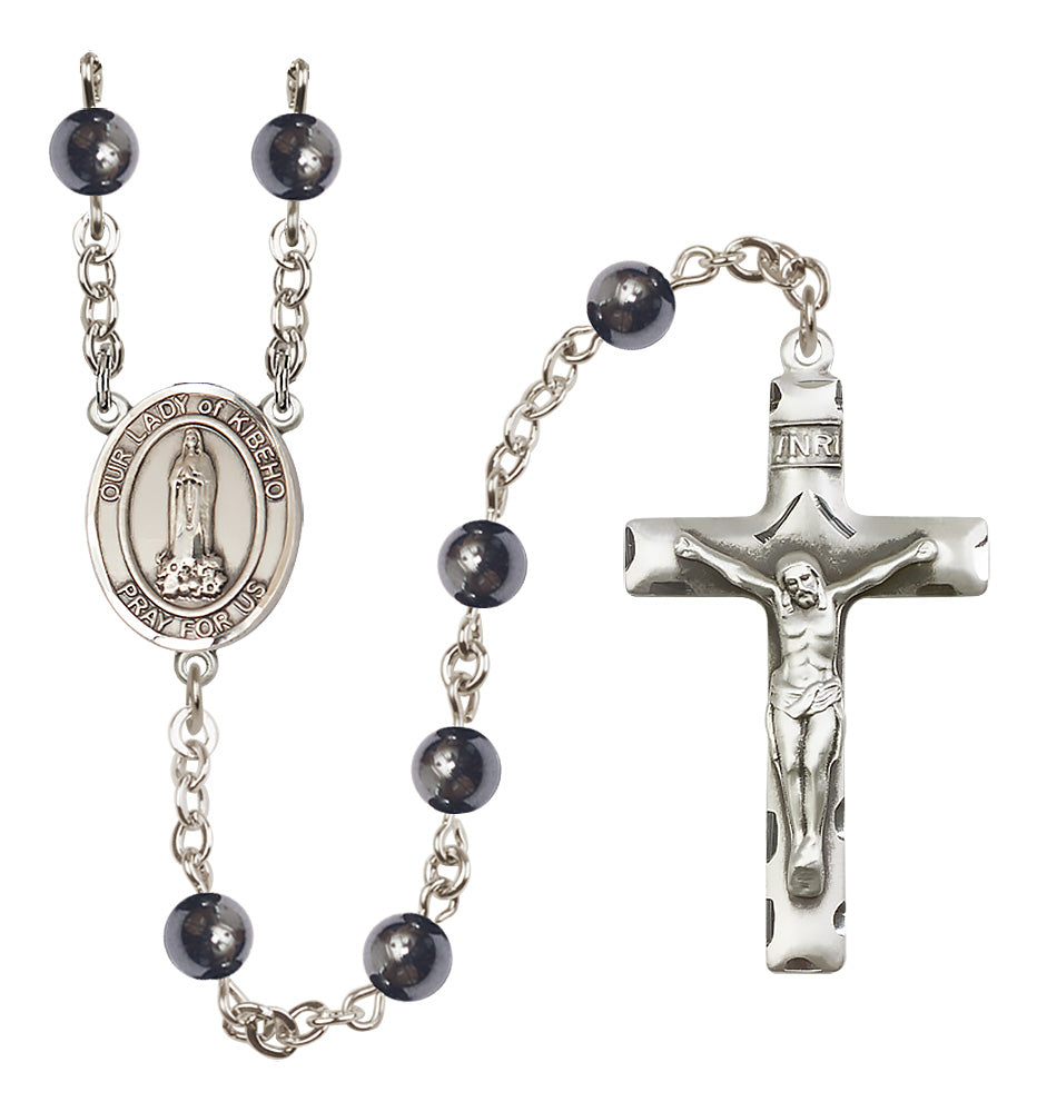 O/L of Kibeho Rosary - 6mm Hematite beads - 8414