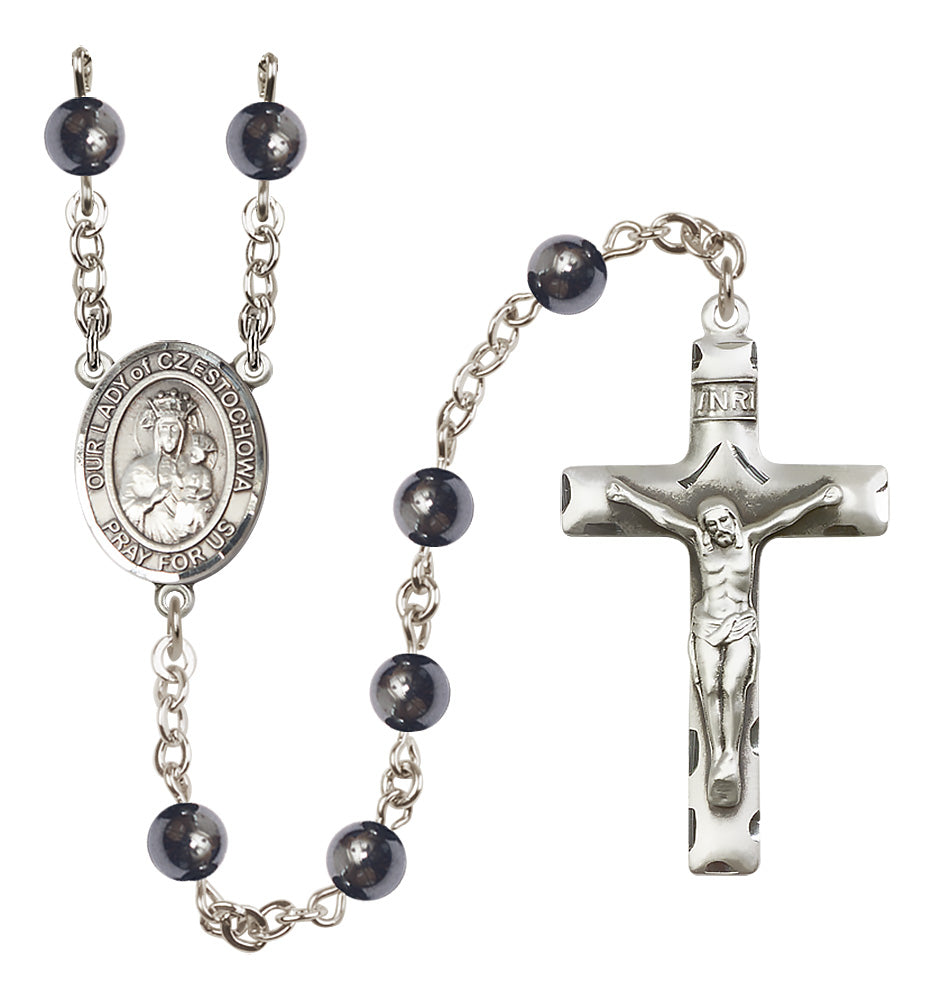 O/L of Czestochowa Rosary - 6mm Hematite beads - 8421