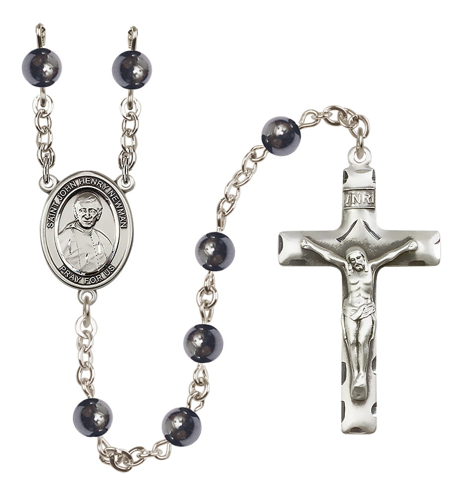 Blessed John Henry Newman Rosary - 6mm Hematite beads - 8423