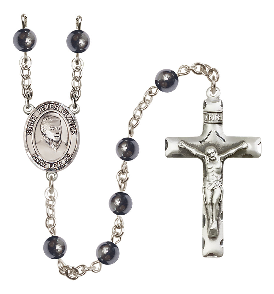 St. Peter Claver Rosary - 6mm Hematite beads - 8442