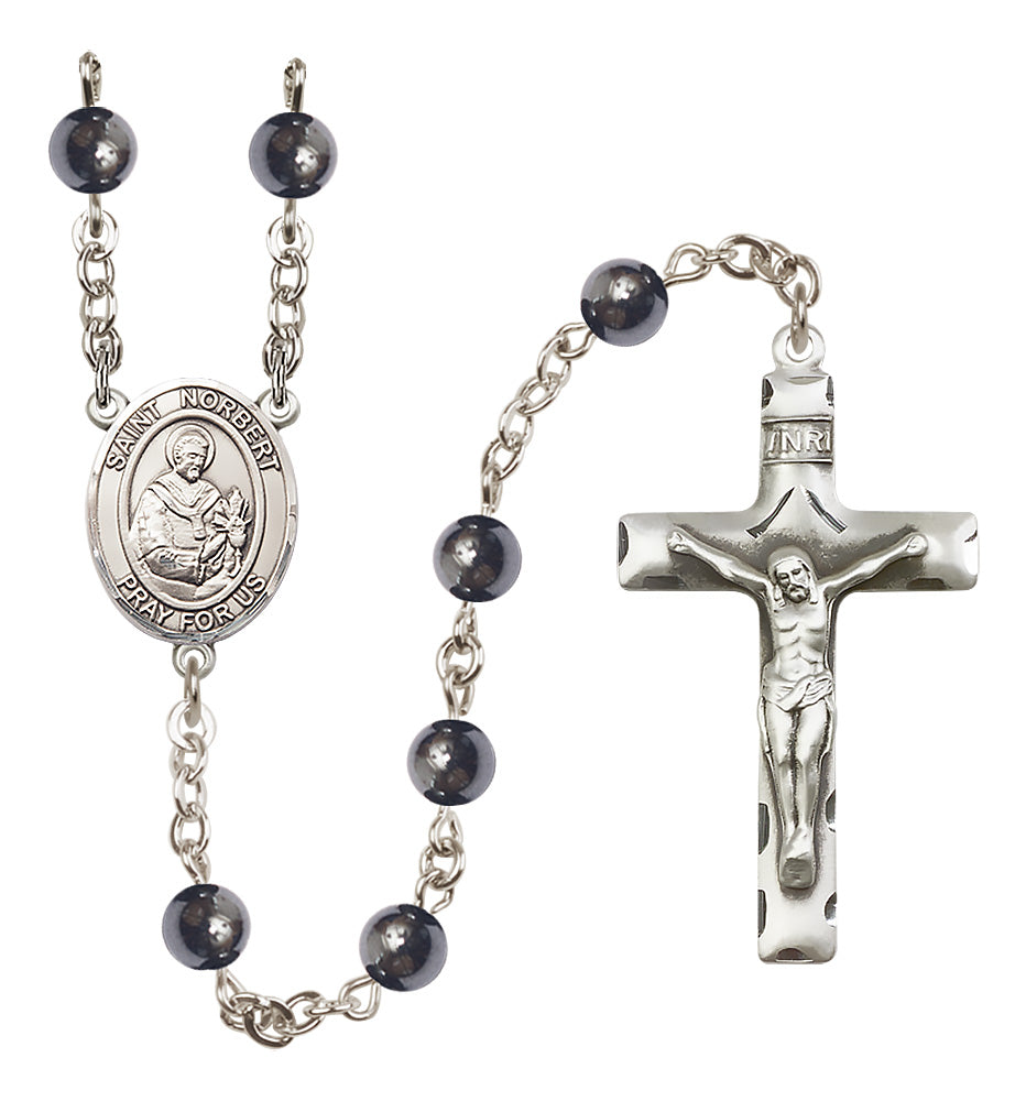 St. Norbert of Xanten Rosary - 6mm Hematite beads - 8447