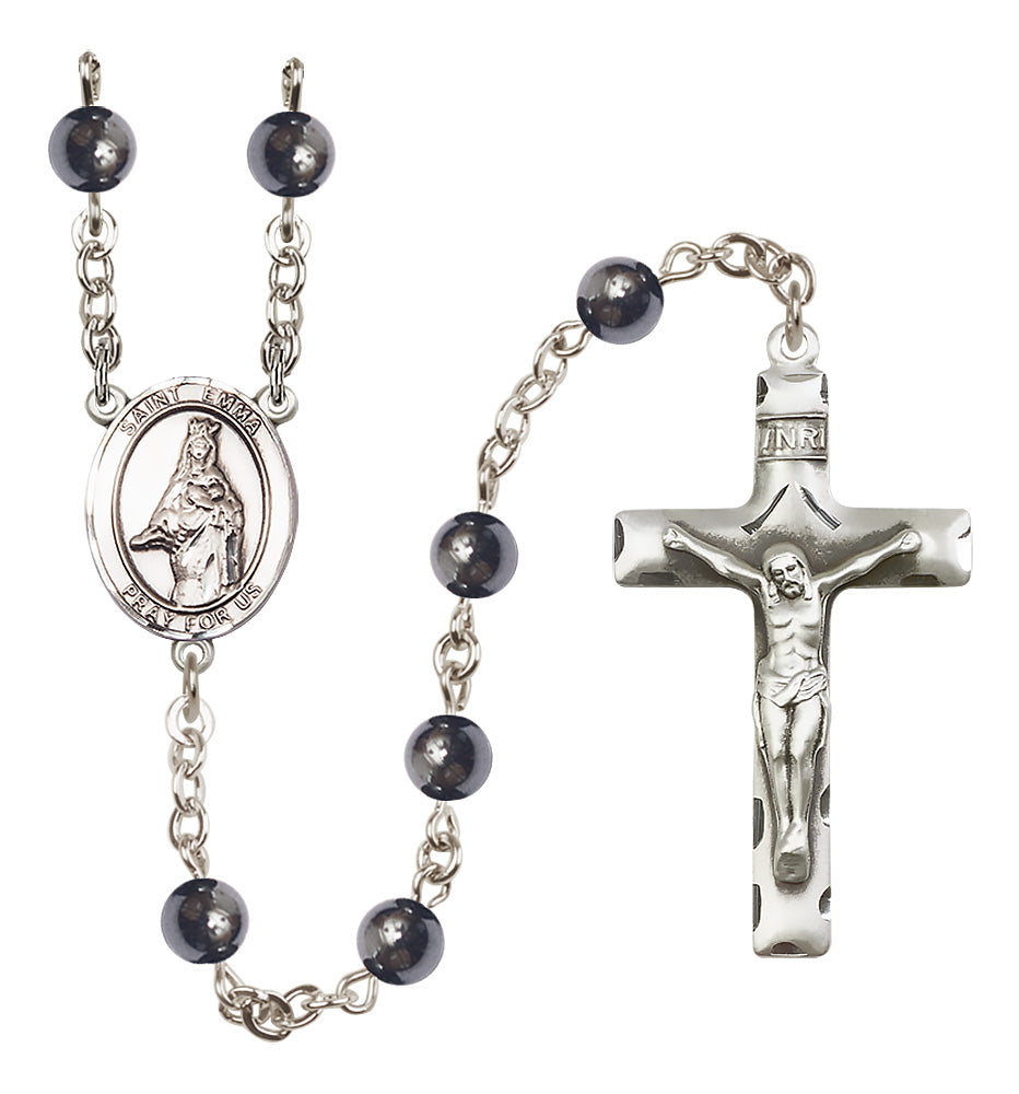 St. Emma Uffing Rosary - 6mm Hematite beads - 8450