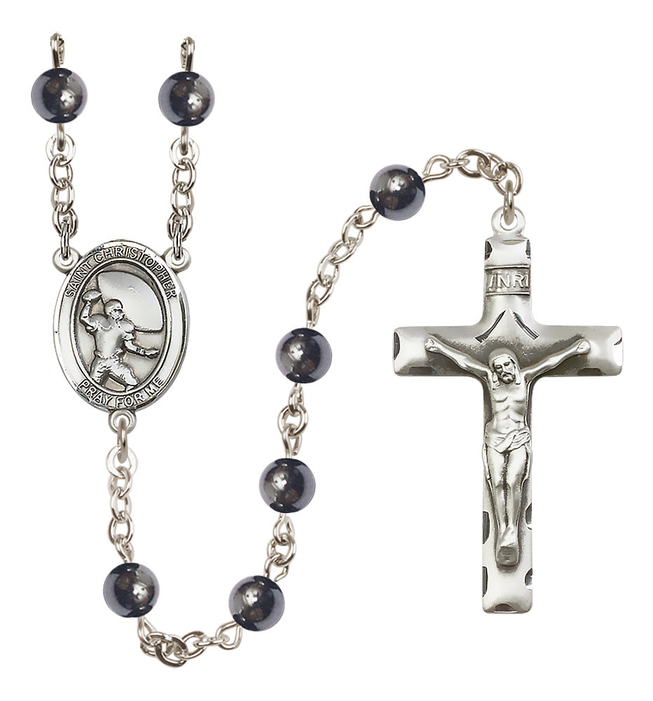 Football Rosary - 6mm Hematite beads - 8501