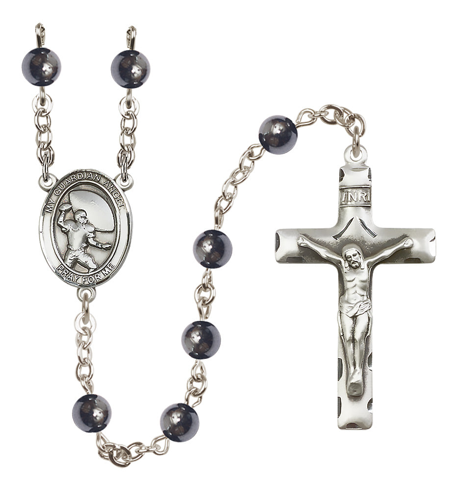Football Rosary - 6mm Hematite beads - 8701