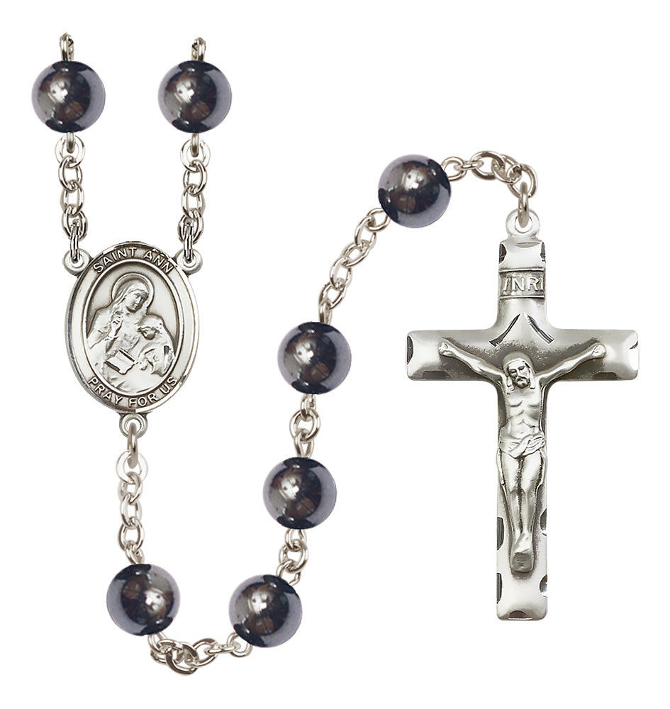 St. Ann Rosary - 8mm Hematite beads - 8002