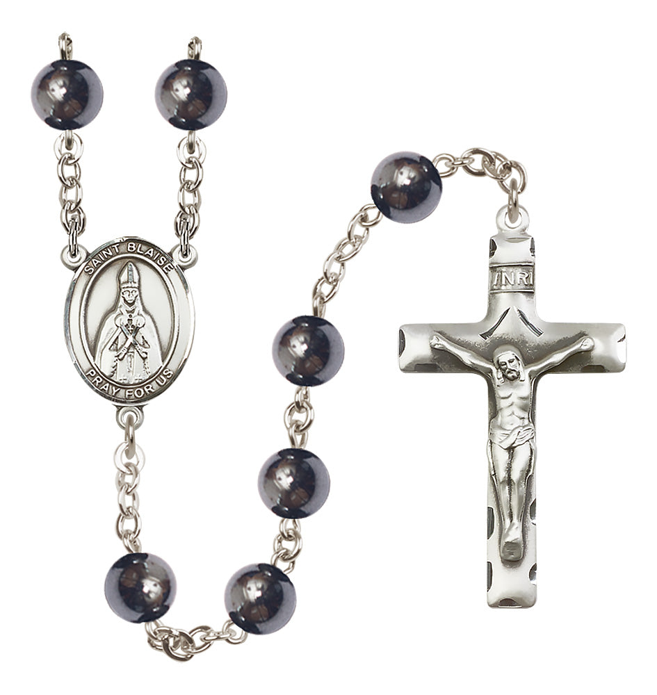 St. Blaise Rosary - 8mm Hematite beads - 8010