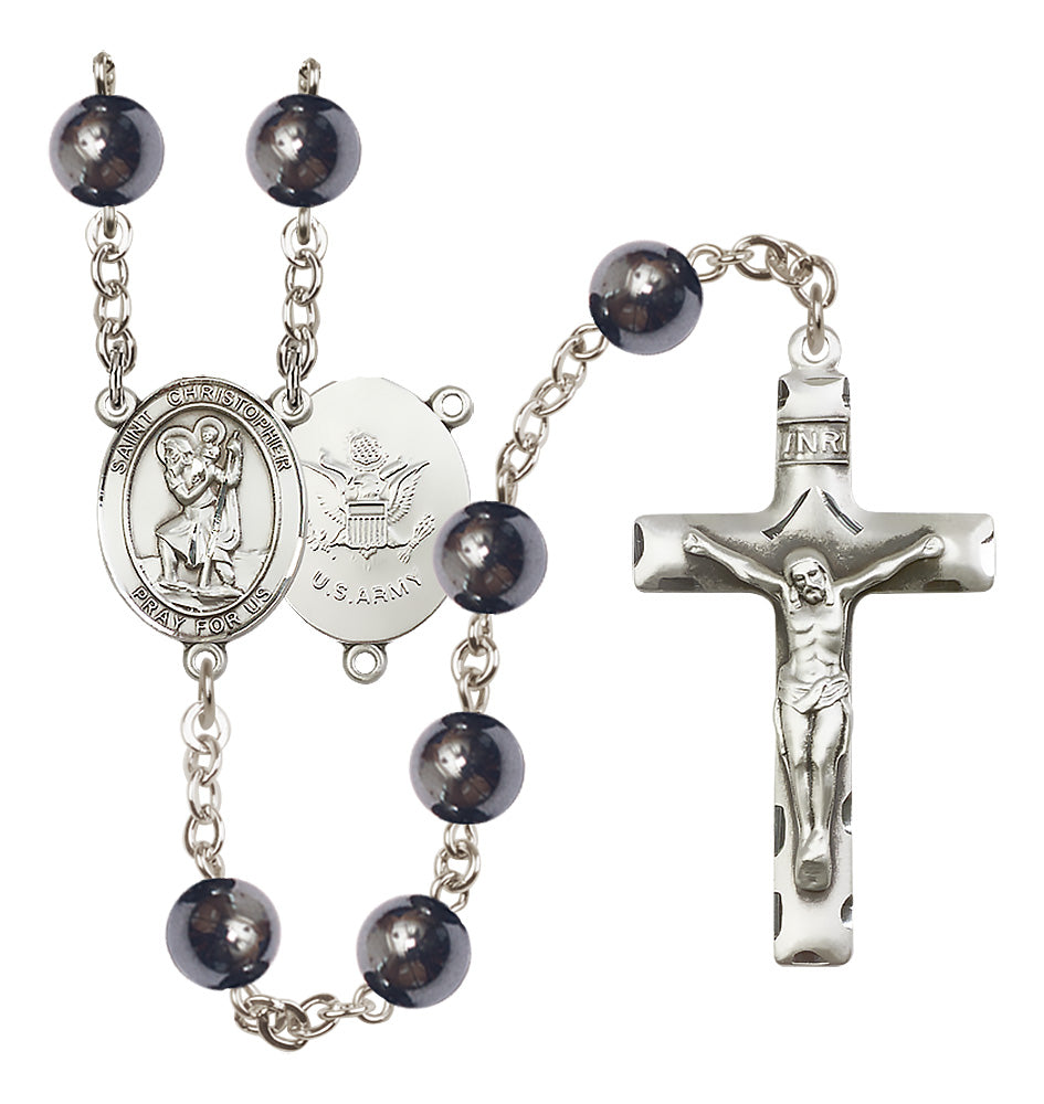 Army Rosary - 8mm Hematite beads - 8022S2