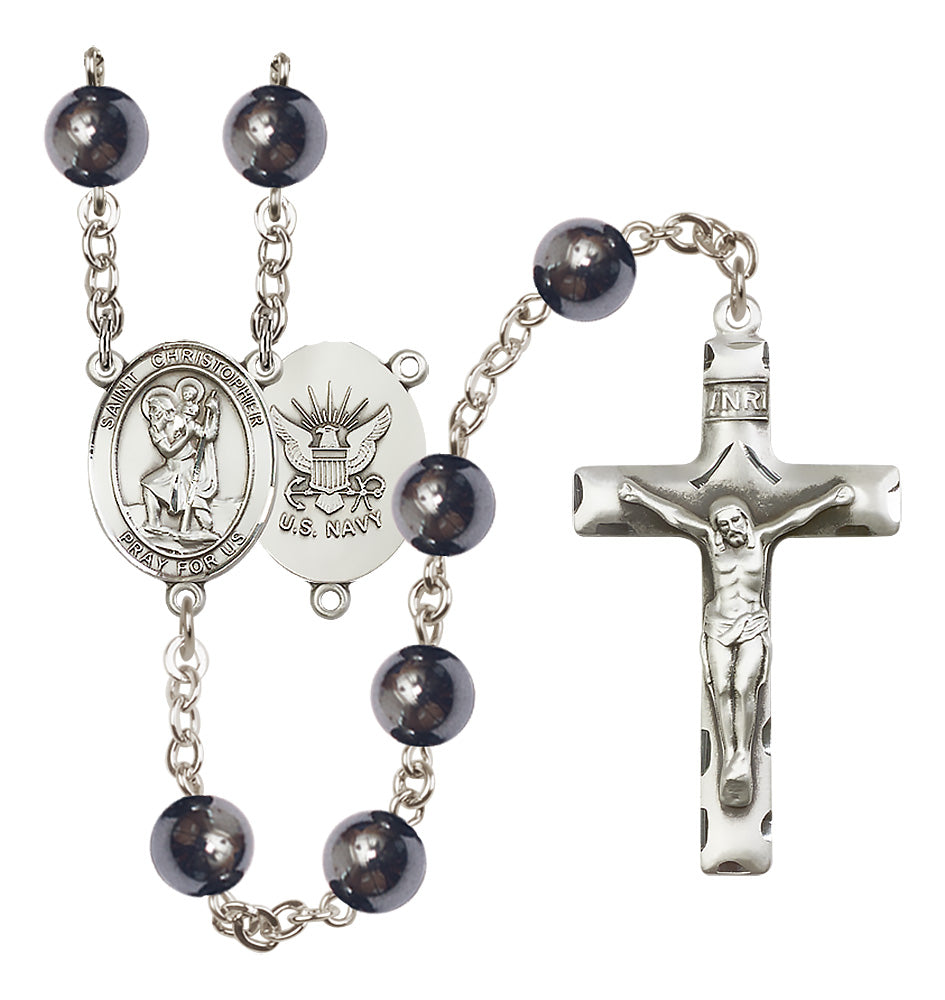 Navy Rosary - 8mm Hematite beads - 8022S6