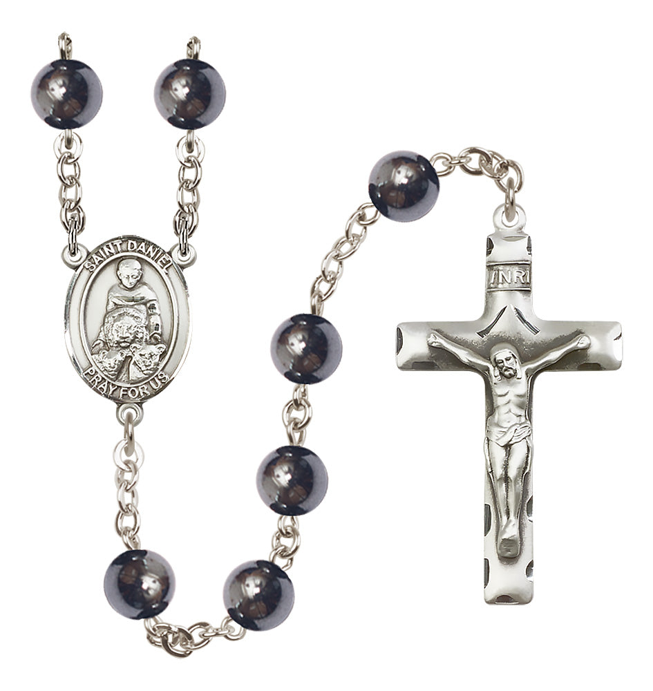 St. Daniel Rosary - 8mm Hematite beads - 8024