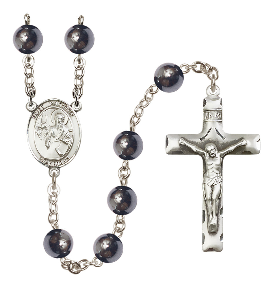 St. Matthew the Apostle Rosary - 8mm Hematite beads - 8074